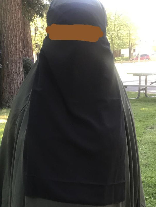 20" Black Single Layer Niqab